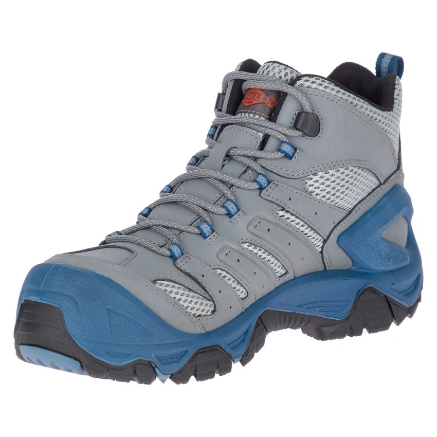 Bottes de Securite Merrell Strongfield Mid Waterproof Comp Toe Grise/Bleu Homme | Y.E.IEIU